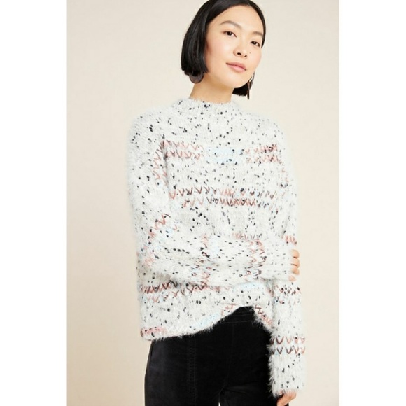Anthropologie Raga Darla Speckled Eyelash Sweater Gray Size Medium - Picture 1 of 9